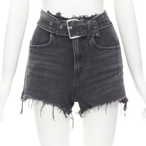 Alexander Wang Denim Buckle Frayed Shorts